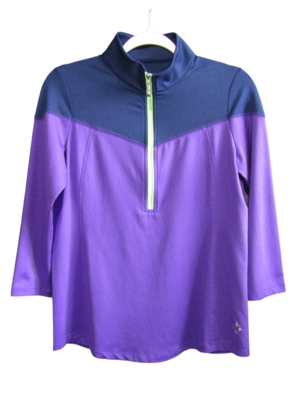 Jofit Womens M Golf Tennis Pullover Top Purple Navy Quarter Zip 3/4 Sleeve